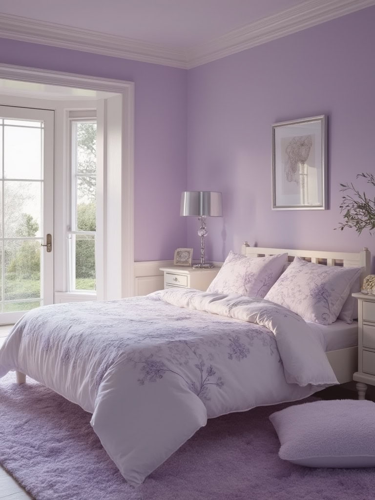 From Earthy Warmth to Bold Drama: 23 Bedroom Color Ideas to Create Your Ultimate Retreat 19 Bedroom Color Ideas - Lavender and White