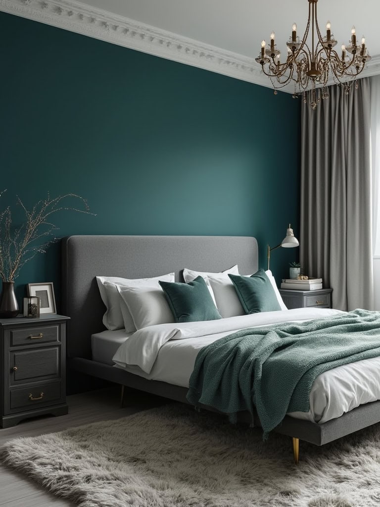 From Earthy Warmth to Bold Drama: 23 Bedroom Color Ideas to Create Your Ultimate Retreat 24 Bedroom Color Ideas - Teal and Gray