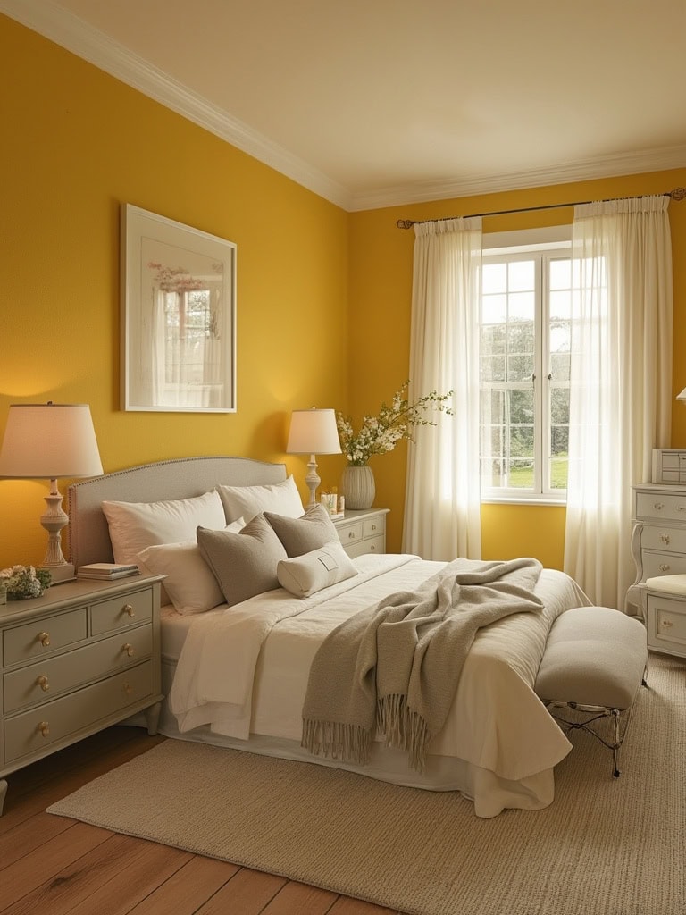 From Earthy Warmth to Bold Drama: 23 Bedroom Color Ideas to Create Your Ultimate Retreat 12 Bedroom Color Ideas - Yellow and Gray