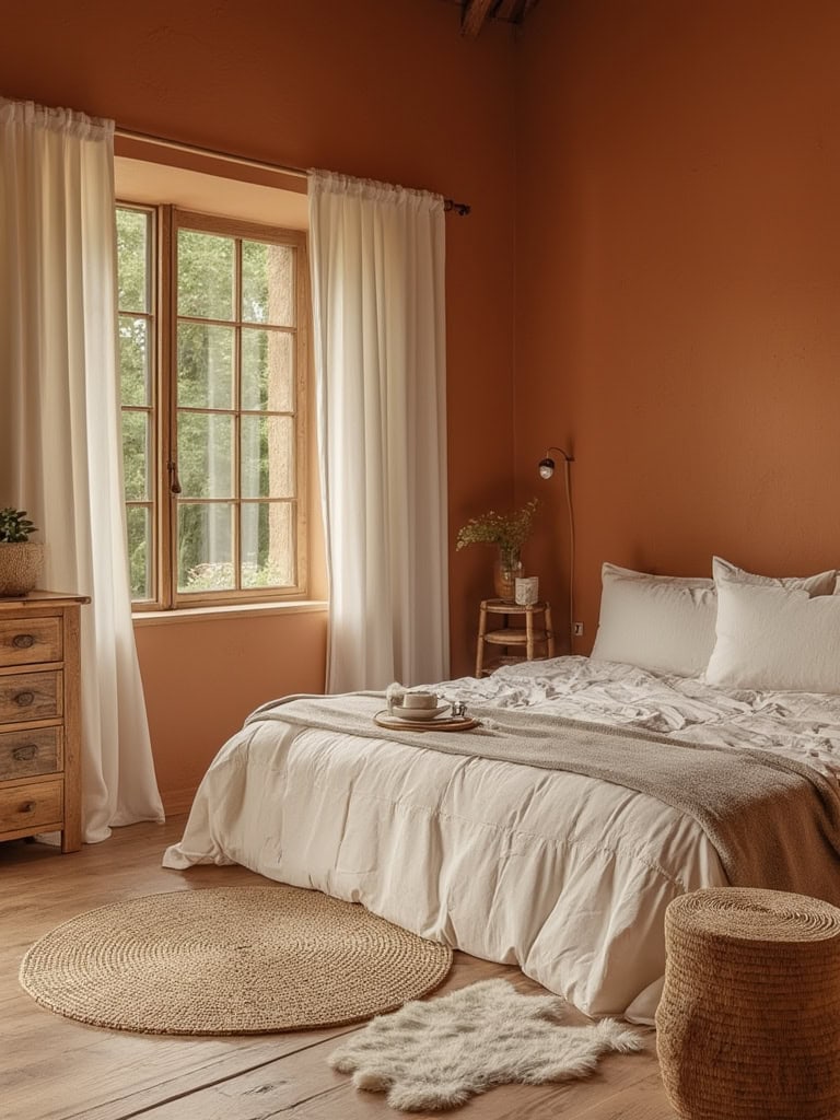 From Earthy Warmth to Bold Drama: 23 Bedroom Color Ideas to Create Your Ultimate Retreat 18 Bedroom Color Ideas - Terracotta and Cream