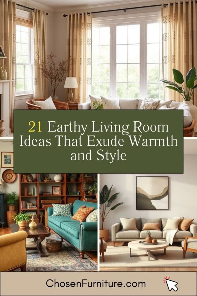 21 Earthy Living Room Ideas That Exude Warmth and Style 2 Earthy Living Room Ideas Pin