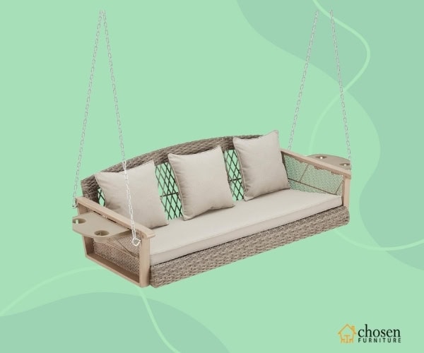 2025 Hottest Porch Swing Chairs: Our Top Picks for Style, Comfort, and Value 11 HOMREST 3-Person Wicker Porch Swing with Cup Holder