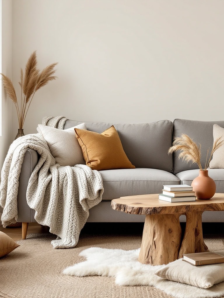 21 Living Room Ideas With Grey Sofas That Look Amazing 14 Living Room Ideas Grey Sofa - Warm Neutrals and Texture