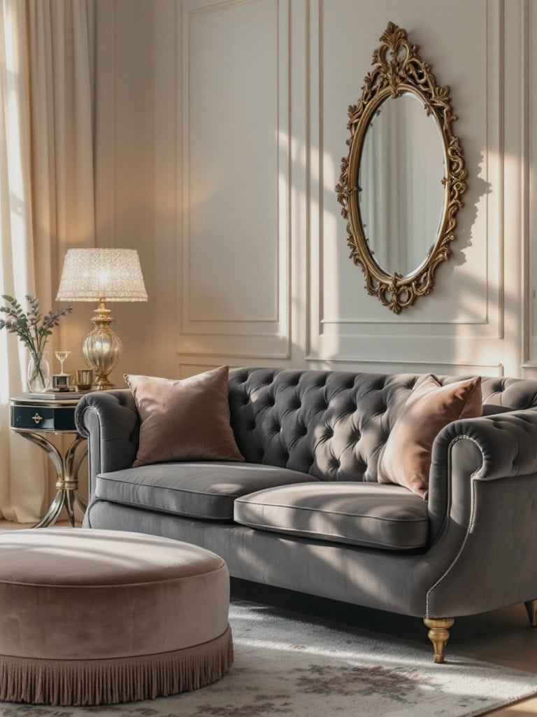 21 Living Room Ideas With Grey Sofas That Look Amazing 26 Living Room Ideas Grey Sofa - Vintage Glam
