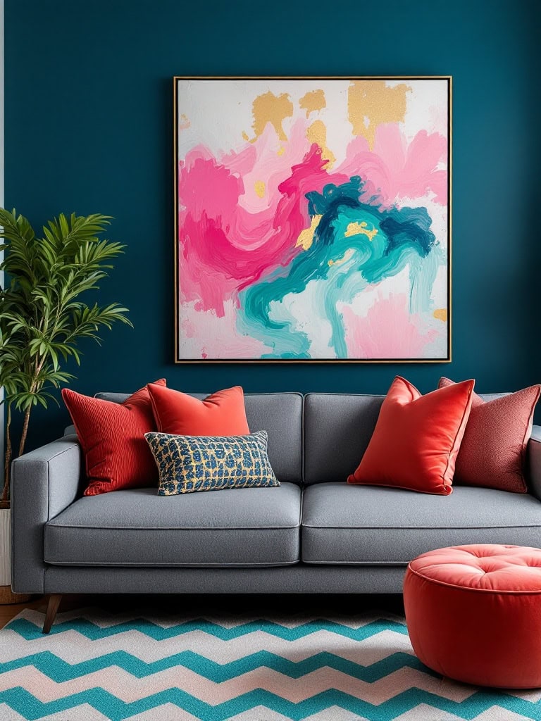21 Living Room Ideas With Grey Sofas That Look Amazing 15 Living Room Ideas Grey Sofa - Bold Color Pops