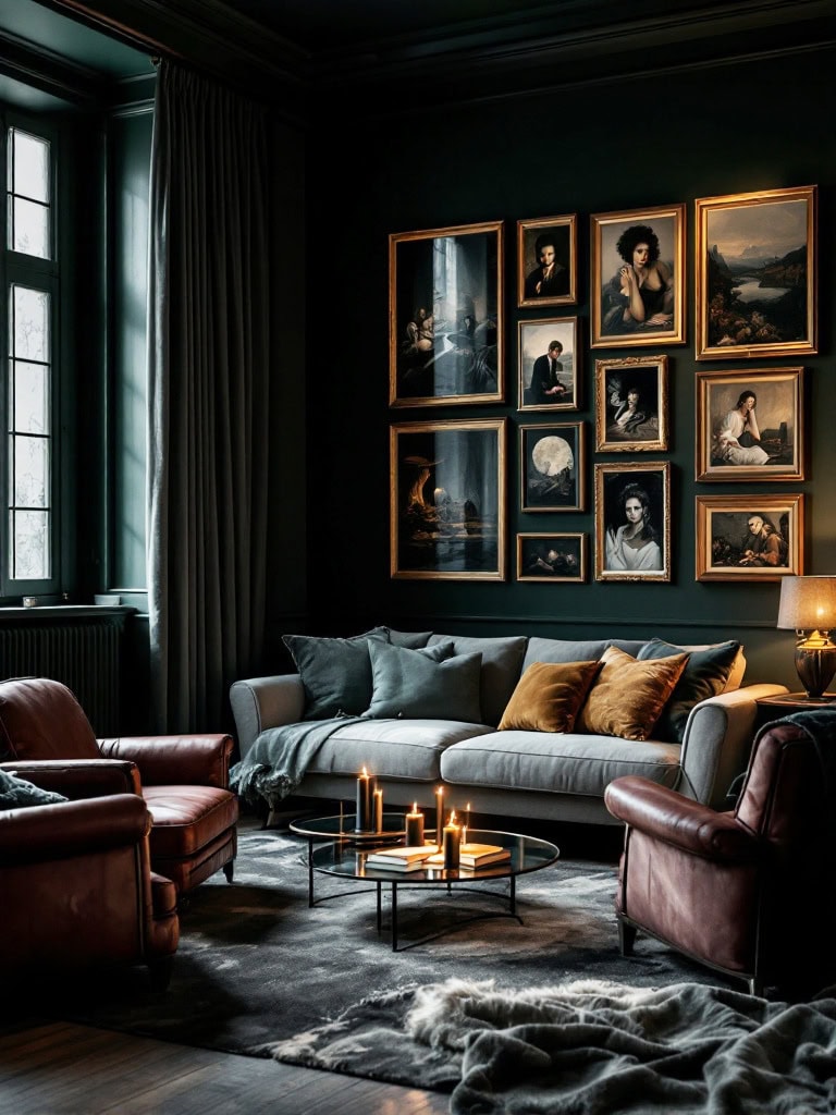 21 Living Room Ideas With Grey Sofas That Look Amazing 18 Living Room Ideas Grey Sofa - Moody and Dark