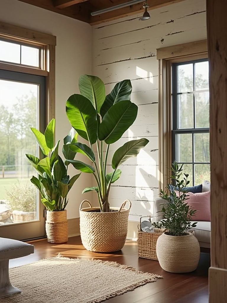 19 Amazing Modern Farmhouse Decor Ideas For a Timeless Look 24 Modern Farmhouse Decor Ideas - Greenery in Woven Baskets