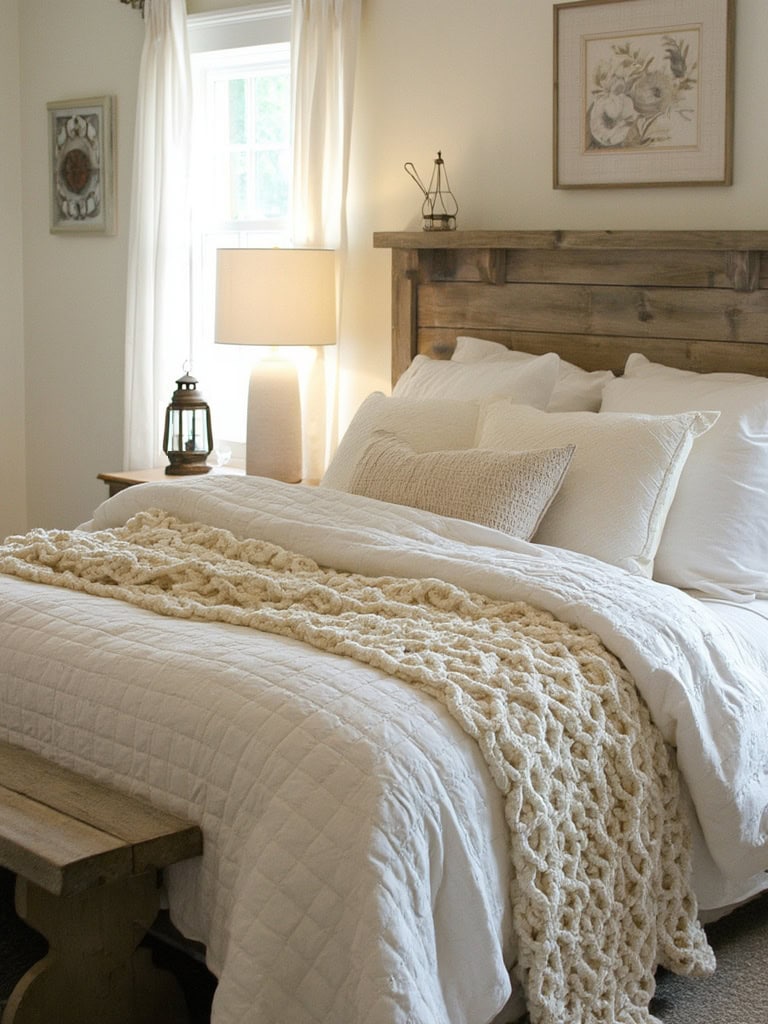 19 Amazing Modern Farmhouse Decor Ideas For a Timeless Look 36 Modern Farmhouse Decor Ideas - Layered Linens in the Bedroom