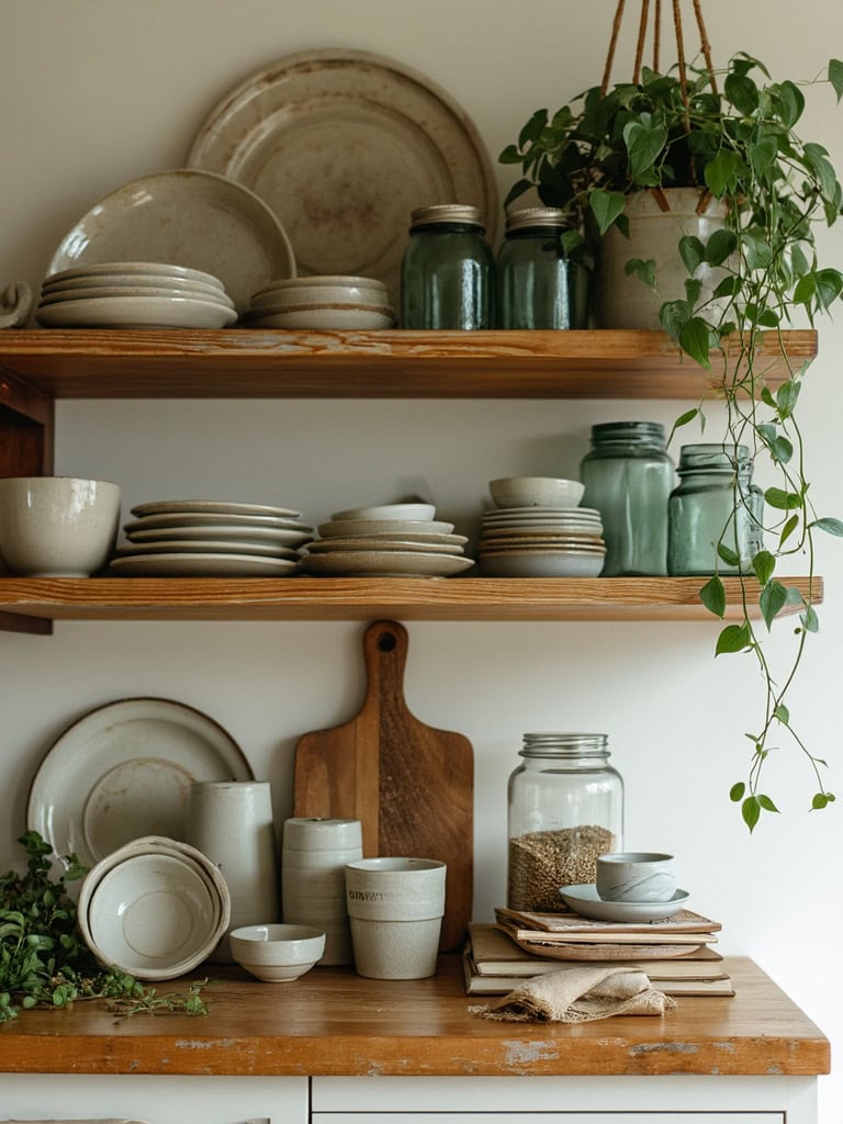 19 Amazing Modern Farmhouse Decor Ideas For a Timeless Look 18 Modern Farmhouse Decor Ideas - Open Shelving with Curated Dishes