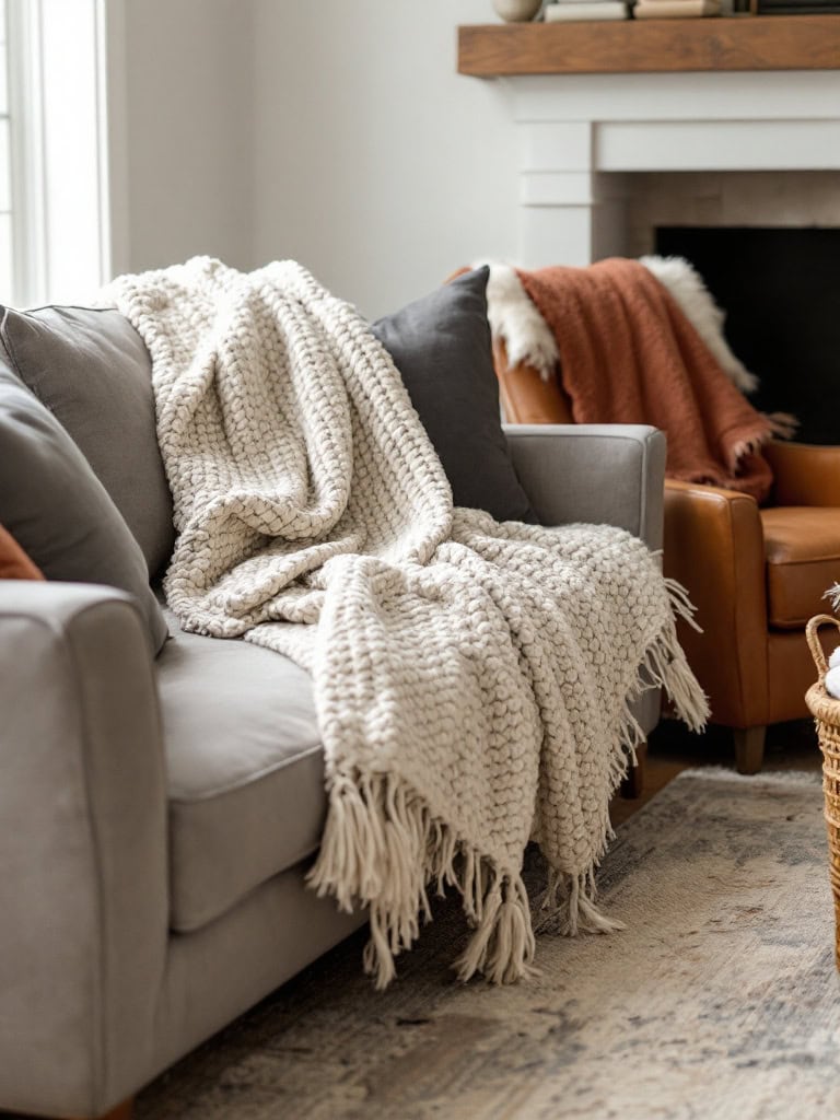 19 Amazing Modern Farmhouse Decor Ideas For a Timeless Look 19 Modern Farmhouse Decor Ideas - Cozy Textured Throw Blankets