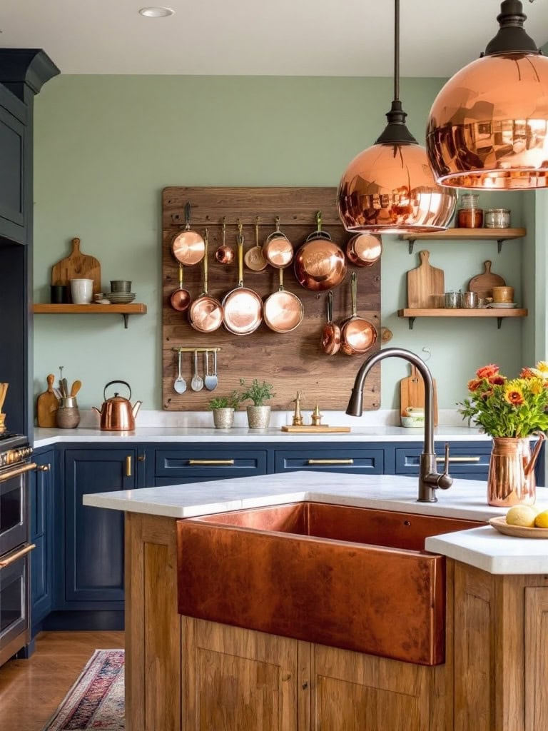 21 Country Home Kitchen Designs Ideas That Feel Like a Dream Come True 24 Country Home Kitchen Designs Ideas - Copper Accents Galore