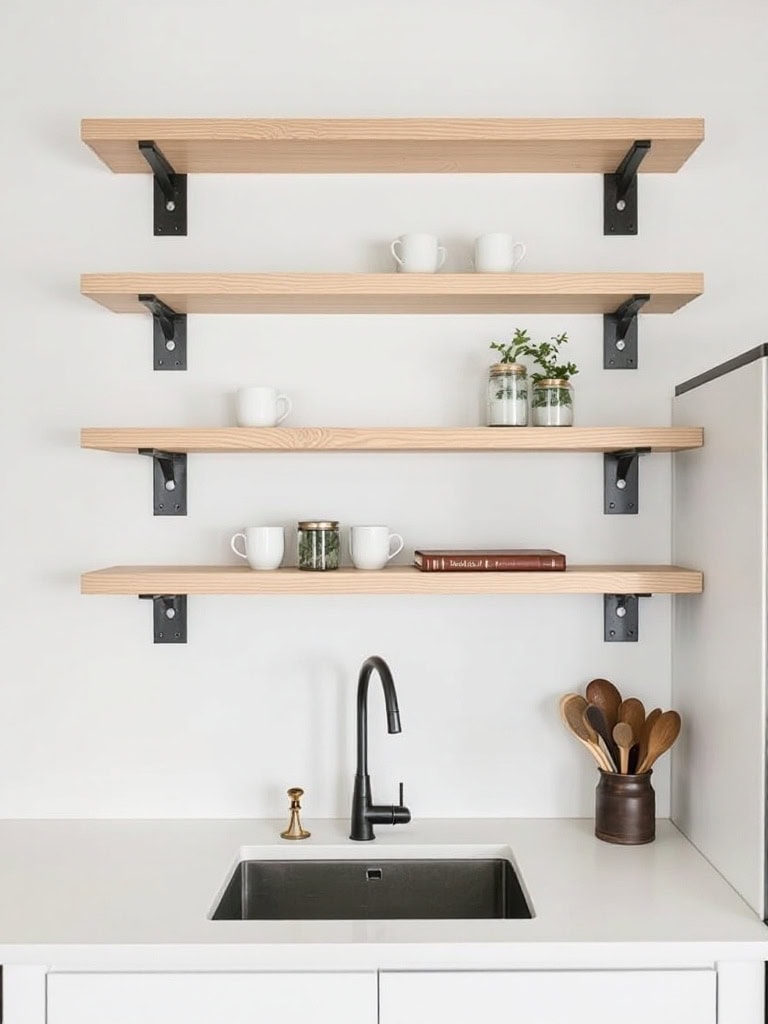 17 Genius Kitchen Decor Ideas for Small Spaces You'll Wish You Knew Sooner 12 Kitchen Decor Ideas for Small Spaces - Go Vertical with Floating Shelves