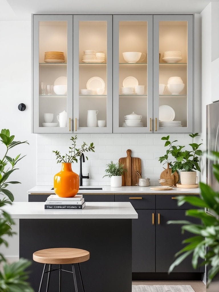 17 Genius Kitchen Decor Ideas for Small Spaces You'll Wish You Knew Sooner 24 Kitchen Decor Ideas for Small Spaces - Choose Glass-Front Uppers