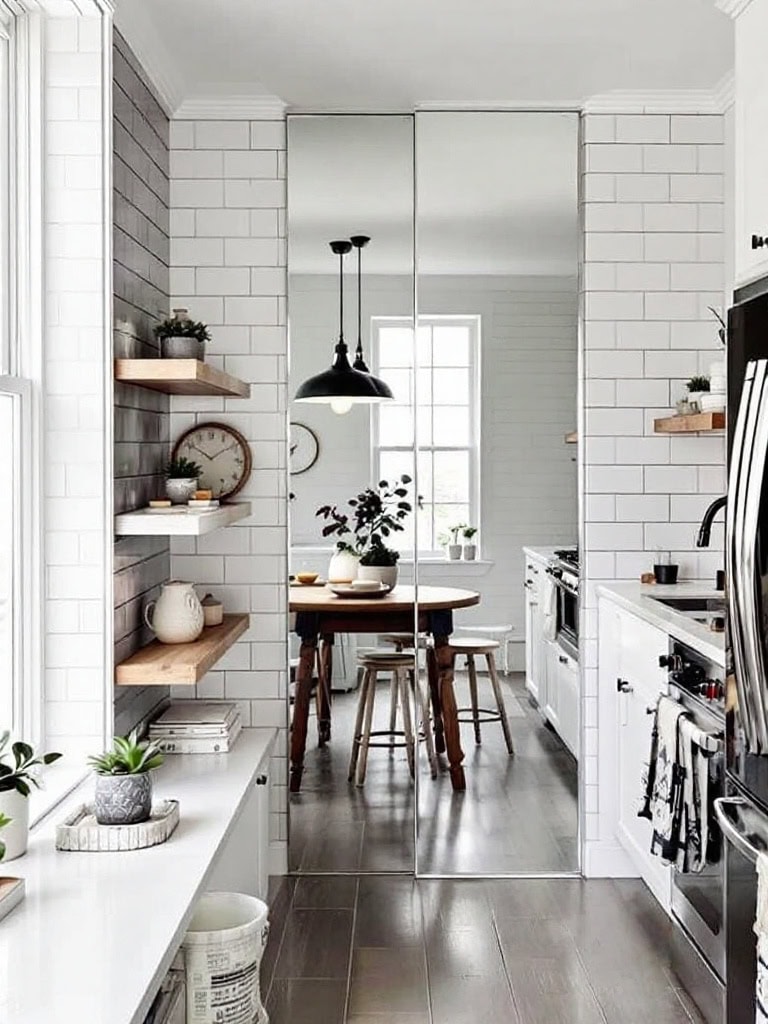 17 Genius Kitchen Decor Ideas for Small Spaces You'll Wish You Knew Sooner 16 Kitchen Decor Ideas for Small Spaces - Use Mirrors Strategically