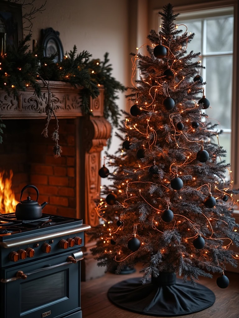 21 Stunning Color Scheme Ideas for a Dramatic Black Christmas Tree 31 Color Scheme Ideas Black Christmas Tree - Coal and Copper