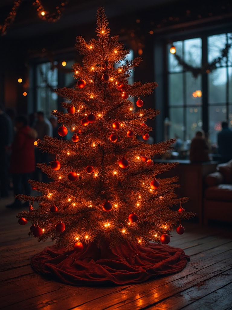 21 Stunning Color Scheme Ideas for a Dramatic Black Christmas Tree 37 Color Scheme Ideas Black Christmas Tree - Glowing Ember