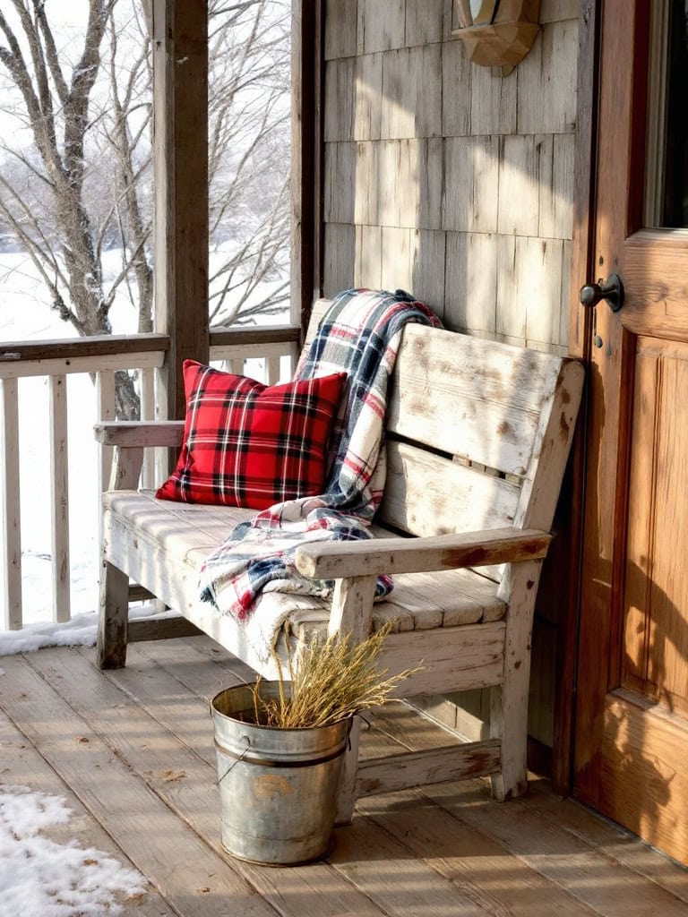 17 Cozy Farmhouse Christmas Porch Decor Ideas for a Magical Holiday Welcome 12 Farmhouse Christmas Porch Decor Ideas - The Barnwood Bench Hug