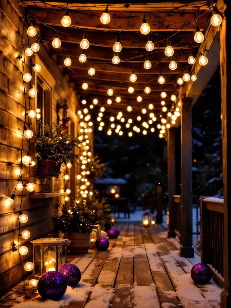 17 Cozy Farmhouse Christmas Porch Decor Ideas for a Magical Holiday Welcome 26 Farmhouse Christmas Porch Decor Ideas - String Light Canopy