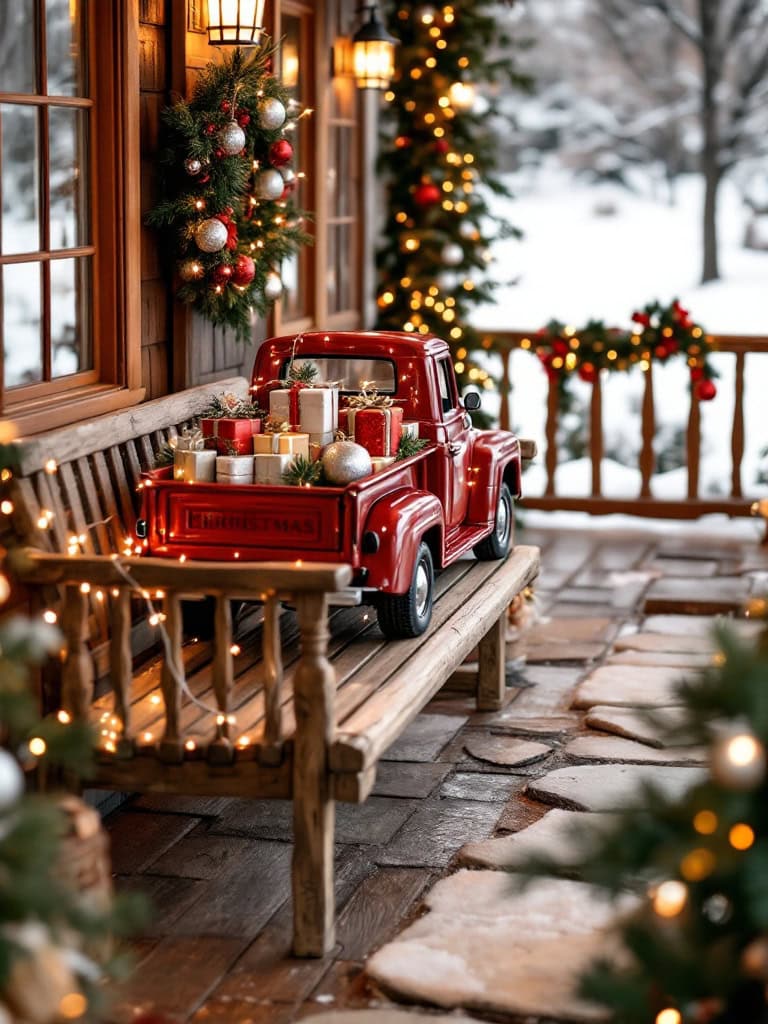 17 Cozy Farmhouse Christmas Porch Decor Ideas for a Magical Holiday Welcome 30 Farmhouse Christmas Porch Decor Ideas - Red Truck Moment