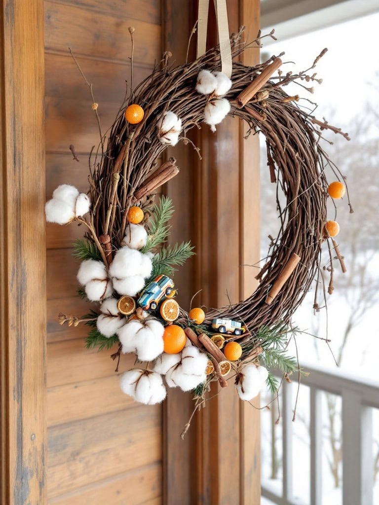 17 Cozy Farmhouse Christmas Porch Decor Ideas for a Magical Holiday Welcome 15 Farmhouse Christmas Porch Decor Ideas - Grapevine Wreath Swap Out