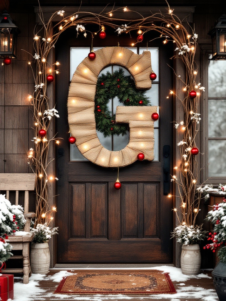 17 Cozy Farmhouse Christmas Porch Decor Ideas for a Magical Holiday Welcome 17 Farmhouse Christmas Porch Decor Ideas - Twig Monogram Magic