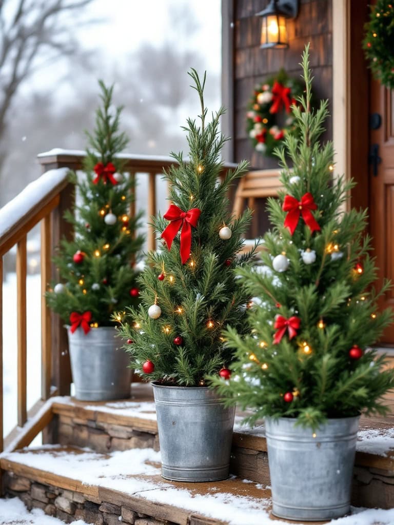 17 Cozy Farmhouse Christmas Porch Decor Ideas for a Magical Holiday Welcome 22 Farmhouse Christmas Porch Decor Ideas - Mini Tree Forest