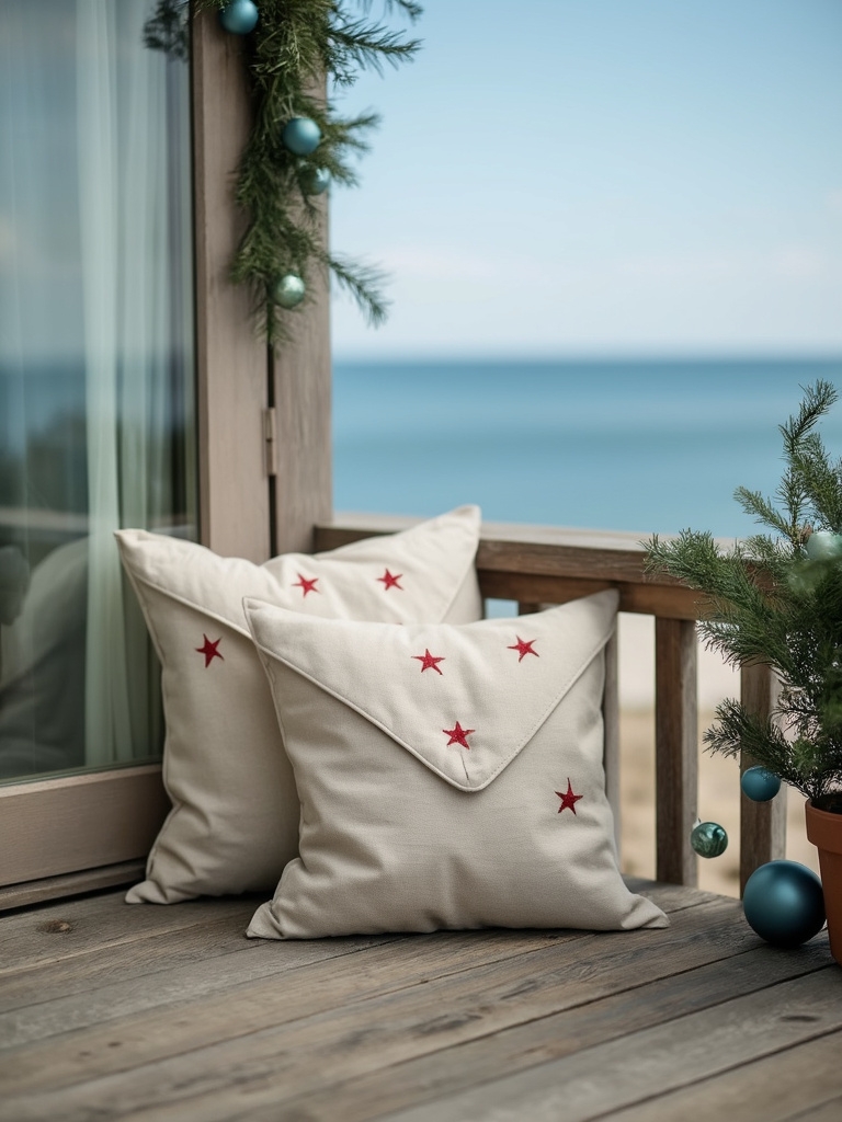 17 Beach House Christmas Decor That Actually Works (No Tinsel Required!) 32 Beach House Christmas Decor - Sailcloth Pillows Whisper Holiday Calm