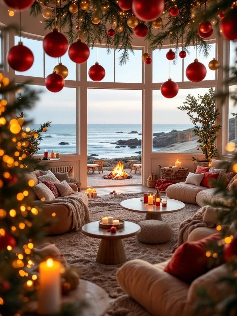 17 Beach House Christmas Decor That Actually Works (No Tinsel Required!) 35 Beach House Christmas Decor - Bonfire Altar: Salt Air and True Peace