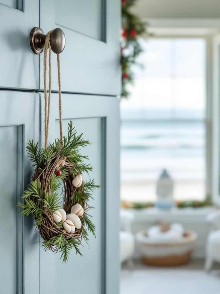 17 Beach House Christmas Decor That Actually Works (No Tinsel Required!) 16 Beach House Christmas Decor - Mini Wreaths on Cabinet Pulls Spark Joy