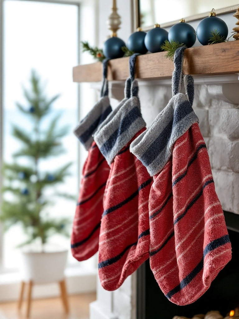 17 Beach House Christmas Decor That Actually Works (No Tinsel Required!) 19 Beach House Christmas Decor - Beach Towel Stockings, Zero Effort Required