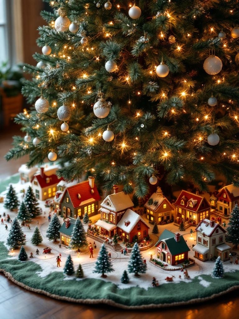 15 Whimsical Christmas Village Decor Ideas for Family Festivities 27 Christmas Village Decor Ideas - Tree Skirt Village Ring