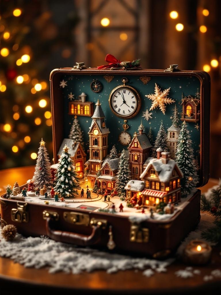 15 Whimsical Christmas Village Decor Ideas for Family Festivities 13 Christmas Village Decor Ideas - Vintage Suitcase Time Machine