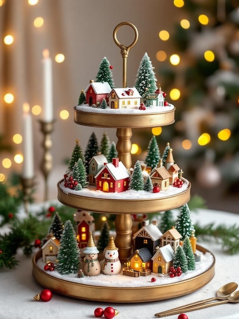 15 Whimsical Christmas Village Decor Ideas for Family Festivities 20 Christmas Village Decor Ideas - The Tiered Tray Tower
