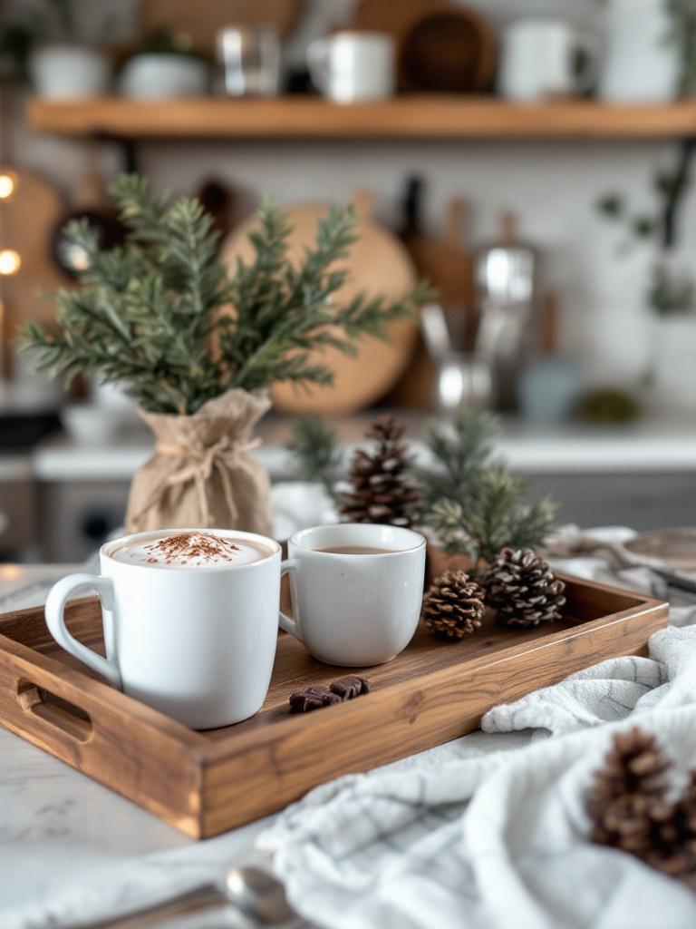 13 Kitchen Winter Home Decor Essentials for the Holiday Season 10 Rustic Wooden Trays for Hot Cocoa Stations