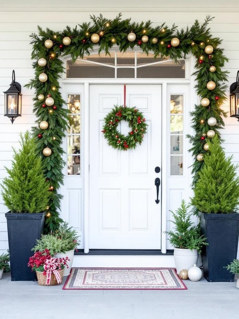 25 Amazing Outdoor Christmas Decorations To Make Your Home A Magical One 27 Amazing Outdoor Christmas Decorations - Elegant Garland-Draped Entryway
