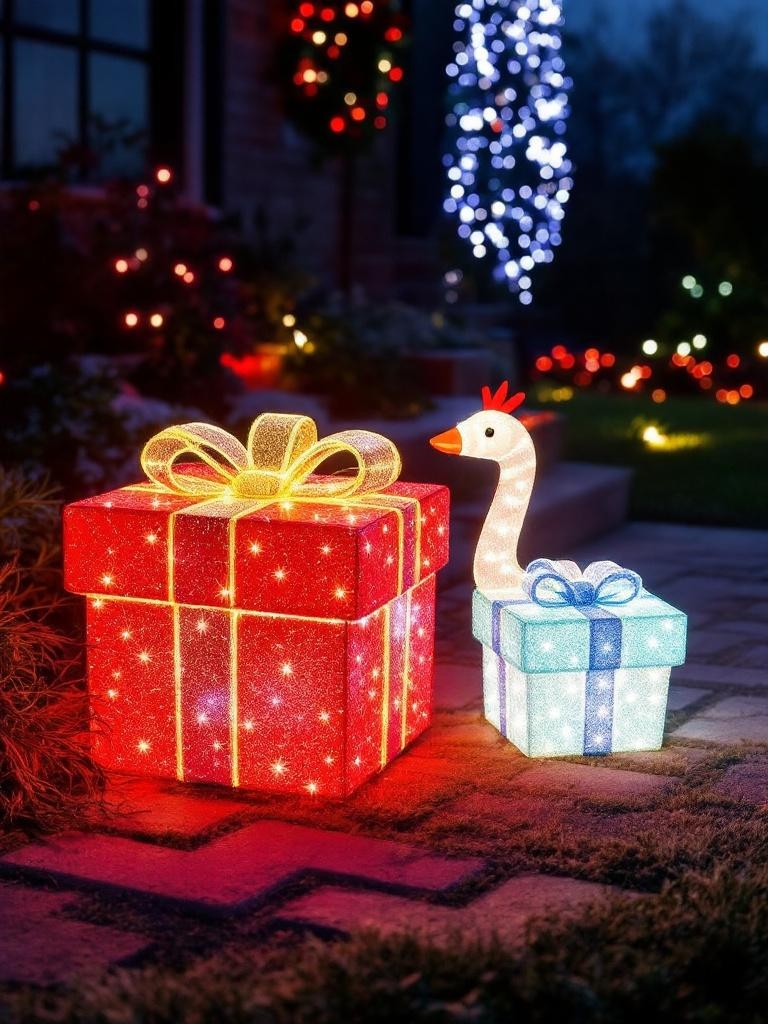 25 Amazing Outdoor Christmas Decorations To Make Your Home A Magical One 28 Amazing Outdoor Christmas Decorations - 3D Lighted Gift Boxes