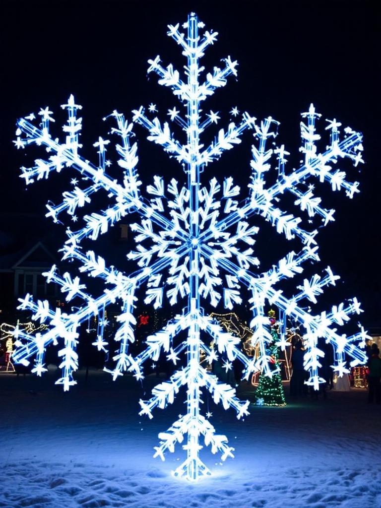 25 Amazing Outdoor Christmas Decorations To Make Your Home A Magical One 33 Amazing Outdoor Christmas Decorations - Giant Lighted Snowflakes