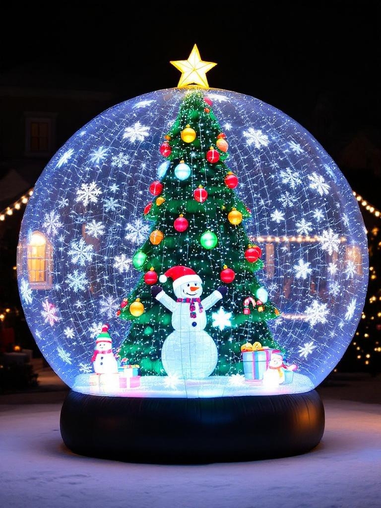 25 Amazing Outdoor Christmas Decorations To Make Your Home A Magical One 12 Amazing Outdoor Christmas Decorations - Giant Inflatable Snow Globe