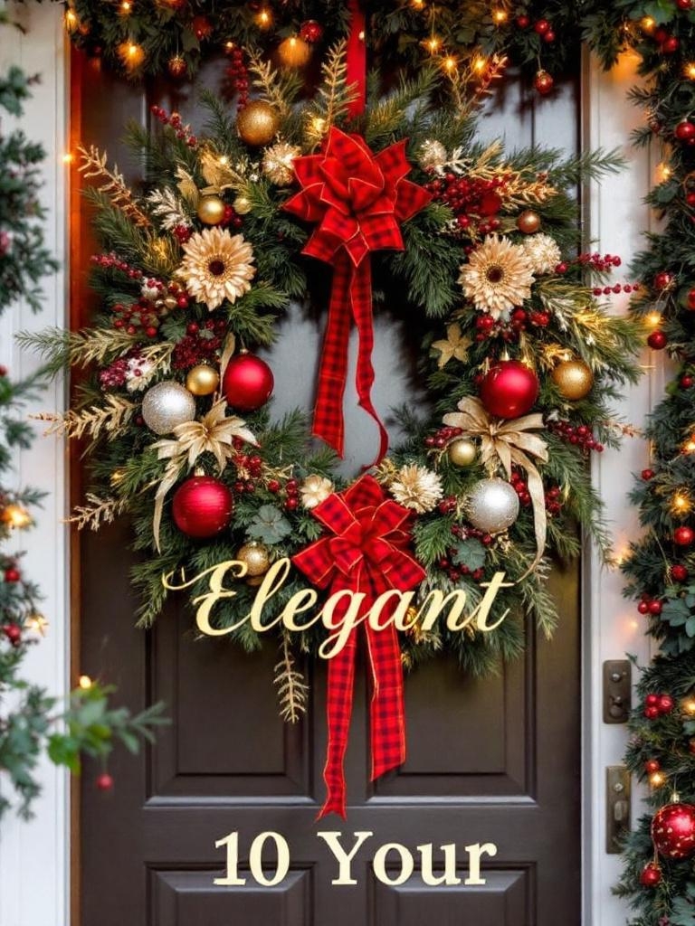 25 Amazing Outdoor Christmas Decorations To Make Your Home A Magical One 13 Amazing Outdoor Christmas Decorations - Elegant Front Door Wreath Display