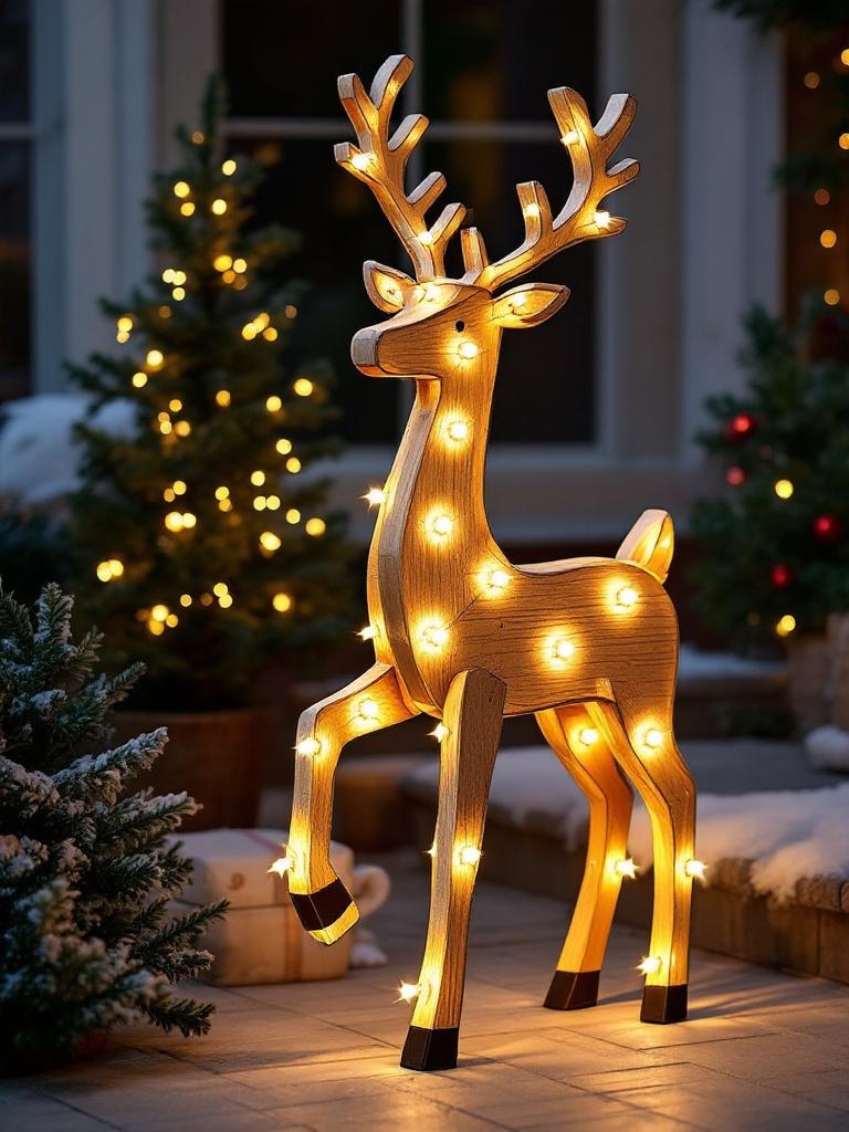 25 Amazing Outdoor Christmas Decorations To Make Your Home A Magical One 21 Amazing Outdoor Christmas Decorations - Rustic Wooden Lighted Reindeer