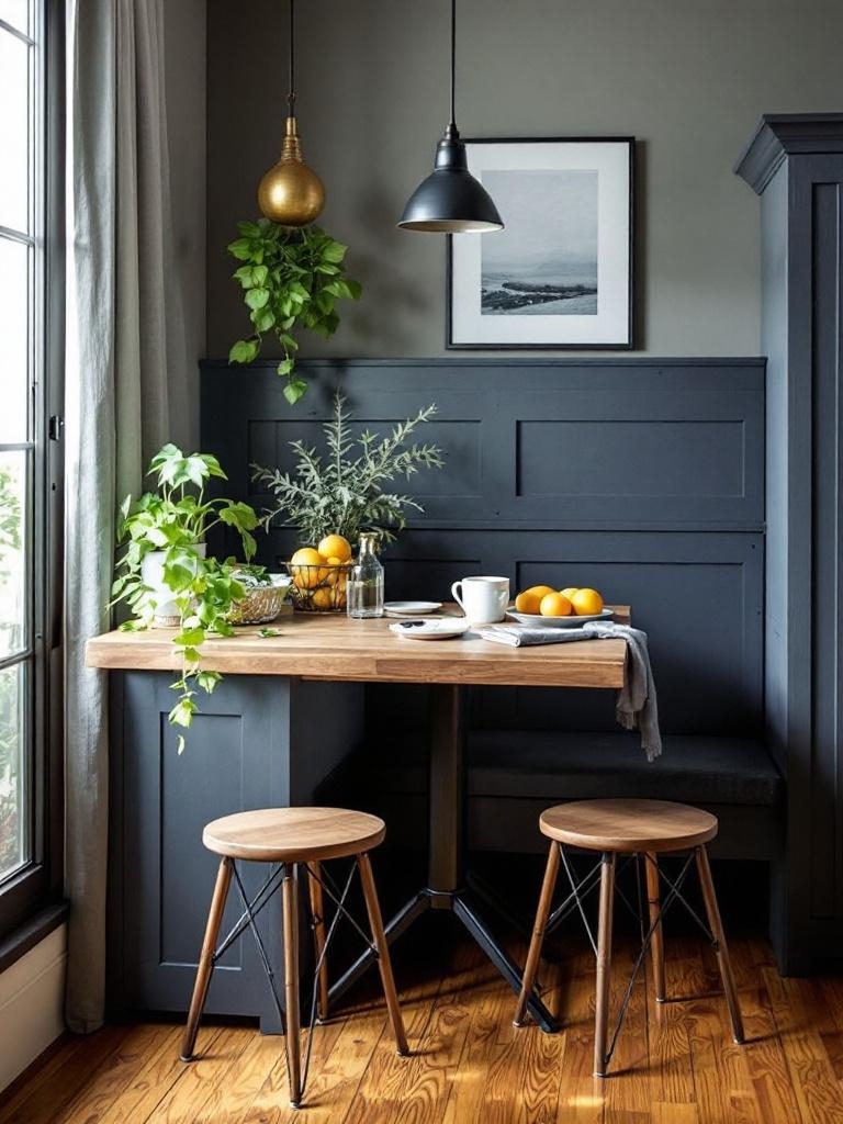 17 Winter Breakfast Nook Decor Ideas to Brighten the Darkest Mornings 22 Fold-Down Wall Table for Micro Nooks