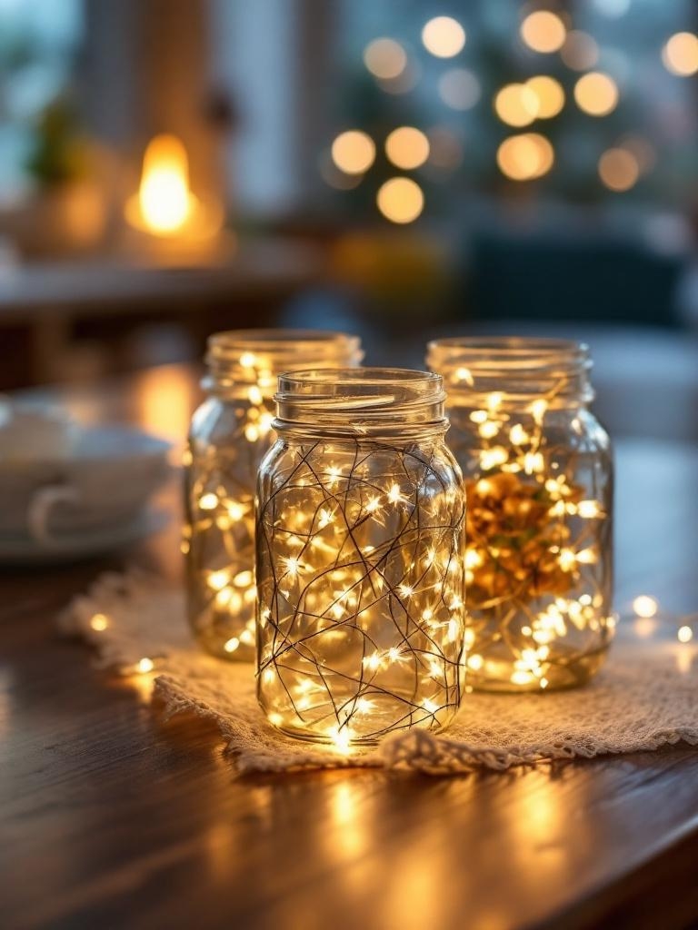 17 Winter Breakfast Nook Decor Ideas to Brighten the Darkest Mornings 12 Battery-Powered Fairy-Glass Jars