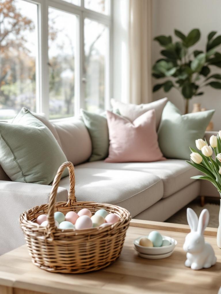 15 Easter Living Room Decor Ideas That Look Stylish, Not Overdone 11 Easter Living Room Decor Ideas - Pillow Covers: The Lazy Person's Interior Design