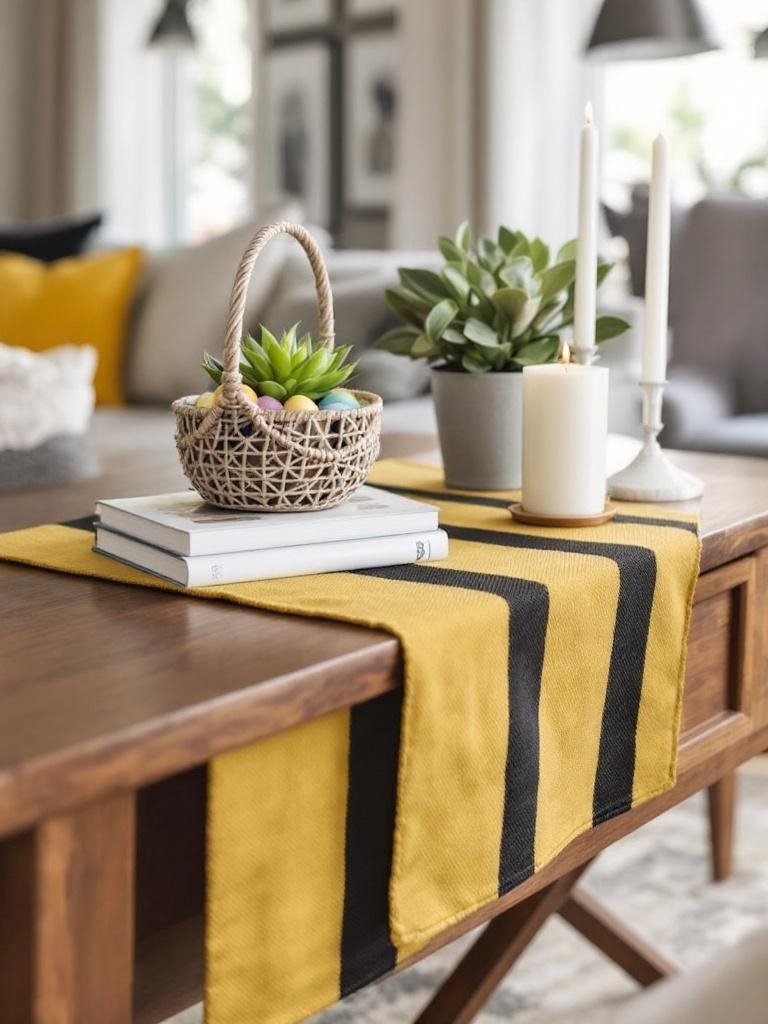 15 Easter Living Room Decor Ideas That Look Stylish, Not Overdone 21 Easter Living Room Decor Ideas - Table Runners: Unexpectedly Useful