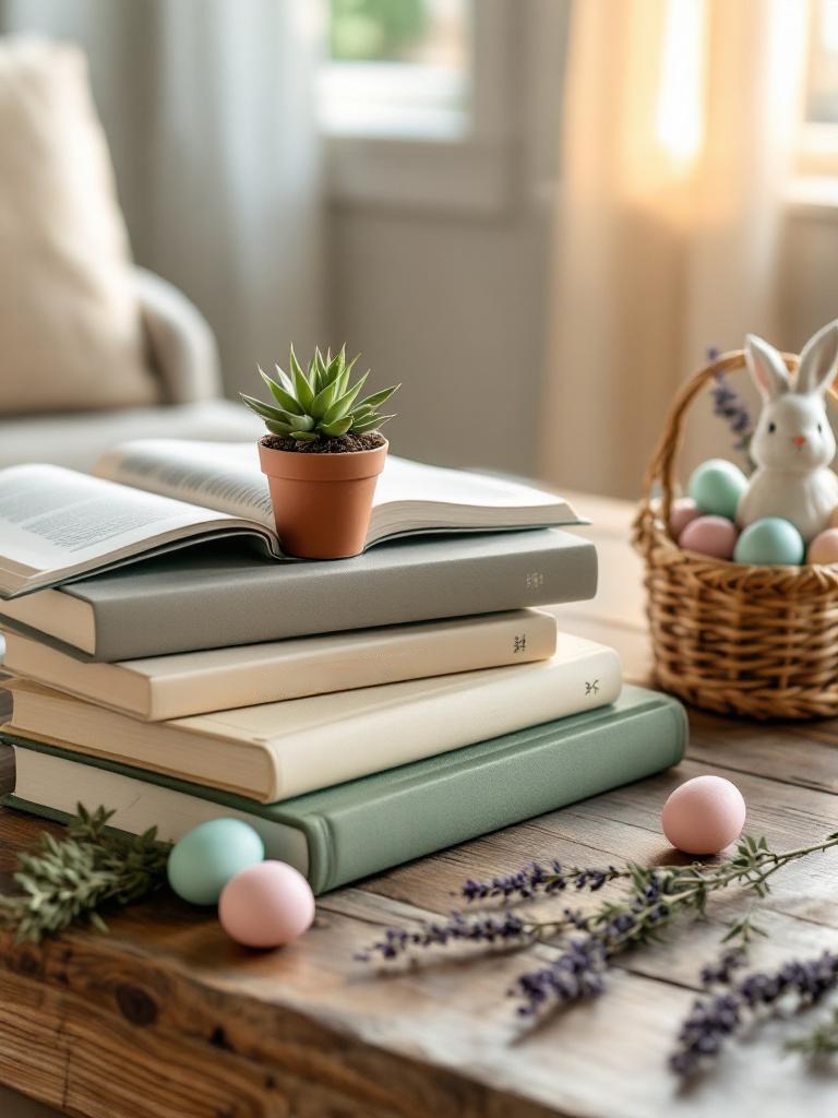 15 Easter Living Room Decor Ideas That Look Stylish, Not Overdone 24 Easter Living Room Decor Ideas - Books as Decoration Sounds Pretentious, But Works