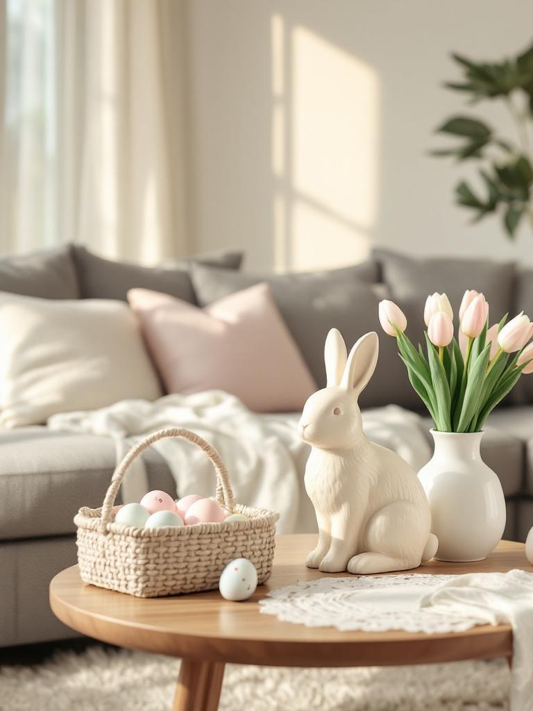 15 Easter Living Room Decor Ideas That Look Stylish, Not Overdone 14 Easter Living Room Decor Ideas - The One Bunny Rule