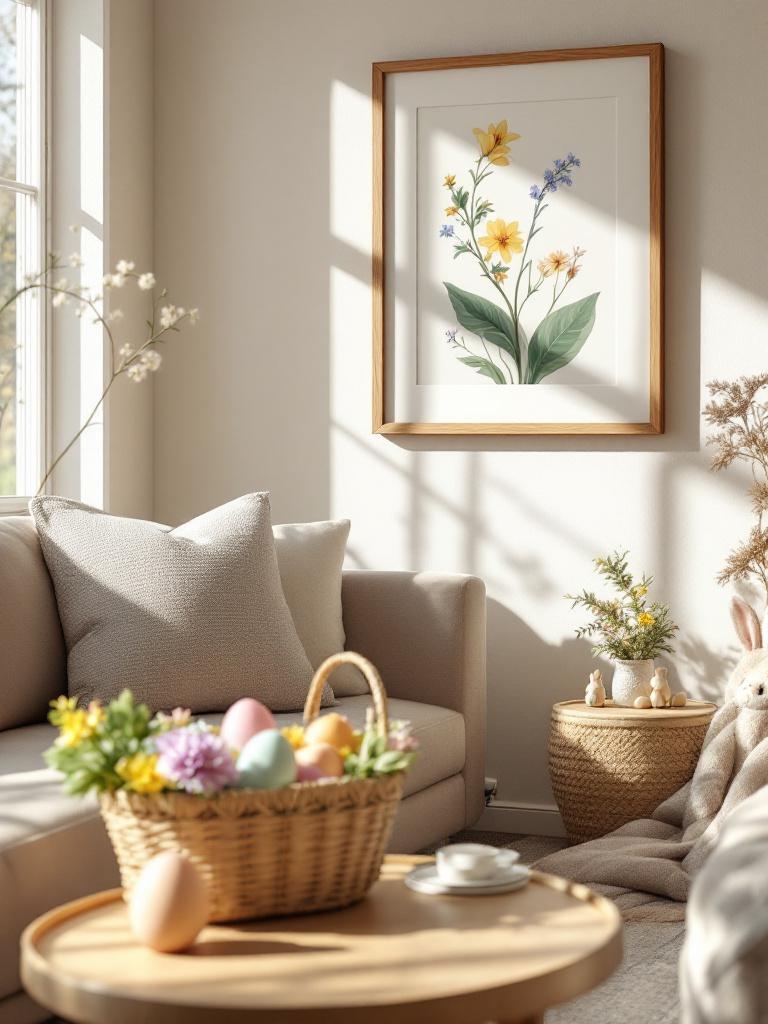 15 Easter Living Room Decor Ideas That Look Stylish, Not Overdone 20 Easter Living Room Decor Ideas - The Frame Swap That Takes Two Minutes