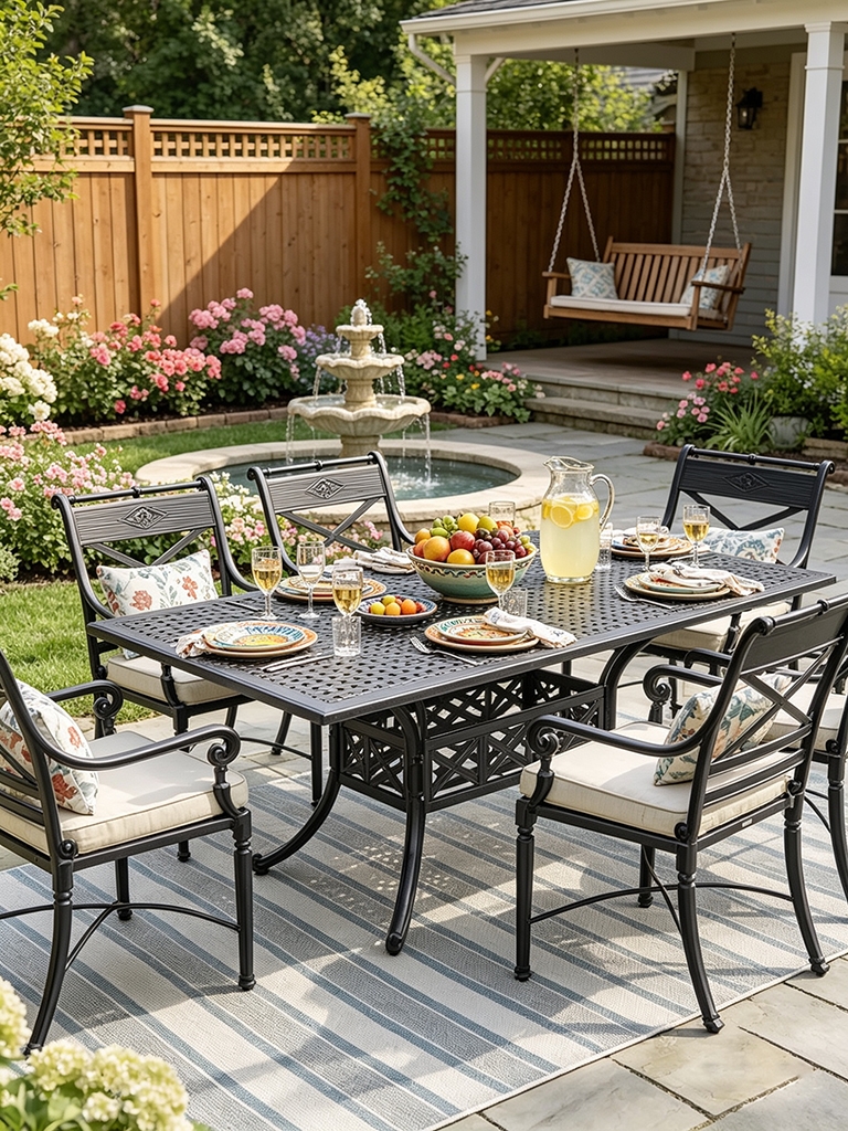 12 Modern Farmhouse Patio Furniture Ideas for a Cozy Outdoor Escape 7 Carlisle Dining Arm Chairs in Onyx Aluminum