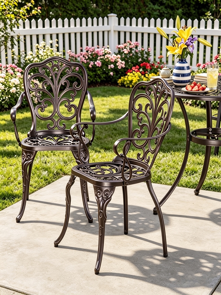 12 Modern Farmhouse Patio Furniture Ideas for a Cozy Outdoor Escape 8 Buddy Outdoor Cast Aluminum Dining Chair
