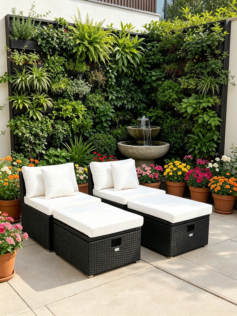 11 Best Patio Furniture Sets With Hidden Ottoman Storage for Small Spaces 7 SAFAVIEH 4-Piece Wicker Outdoor Patio Dining Set with Ottoman